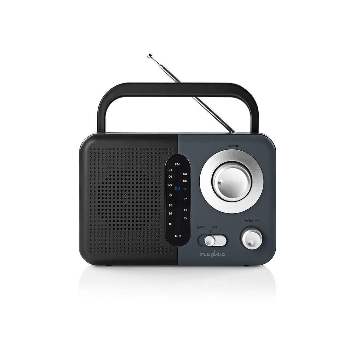 Nedis FM Radio 2.4W Carying Handle Black/Grey - RDFM1300GY