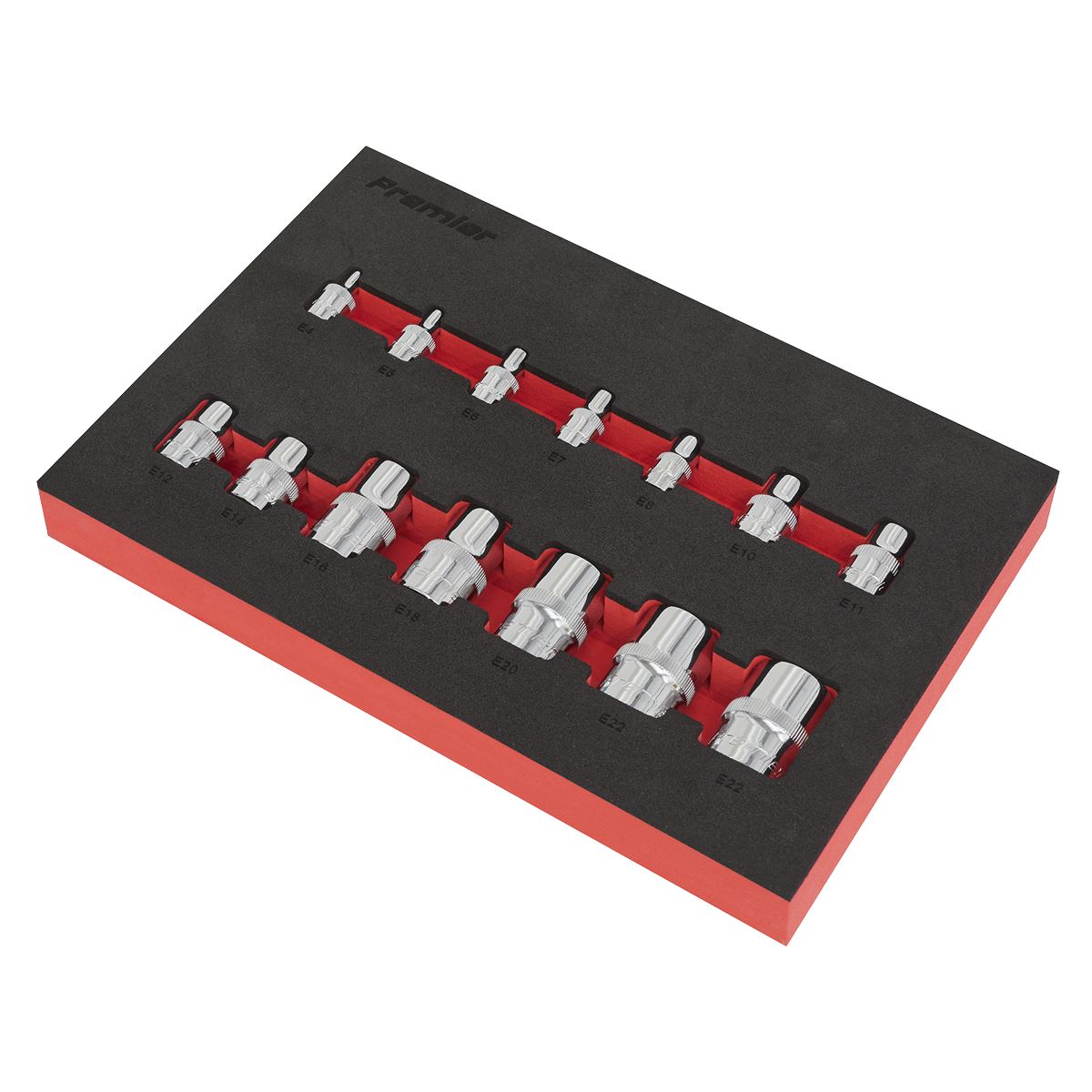 Sealey TRX-Star* Socket Set 14pc 1/4", 3/8" & 1/2"Sq Drive E4-E24 AK61807