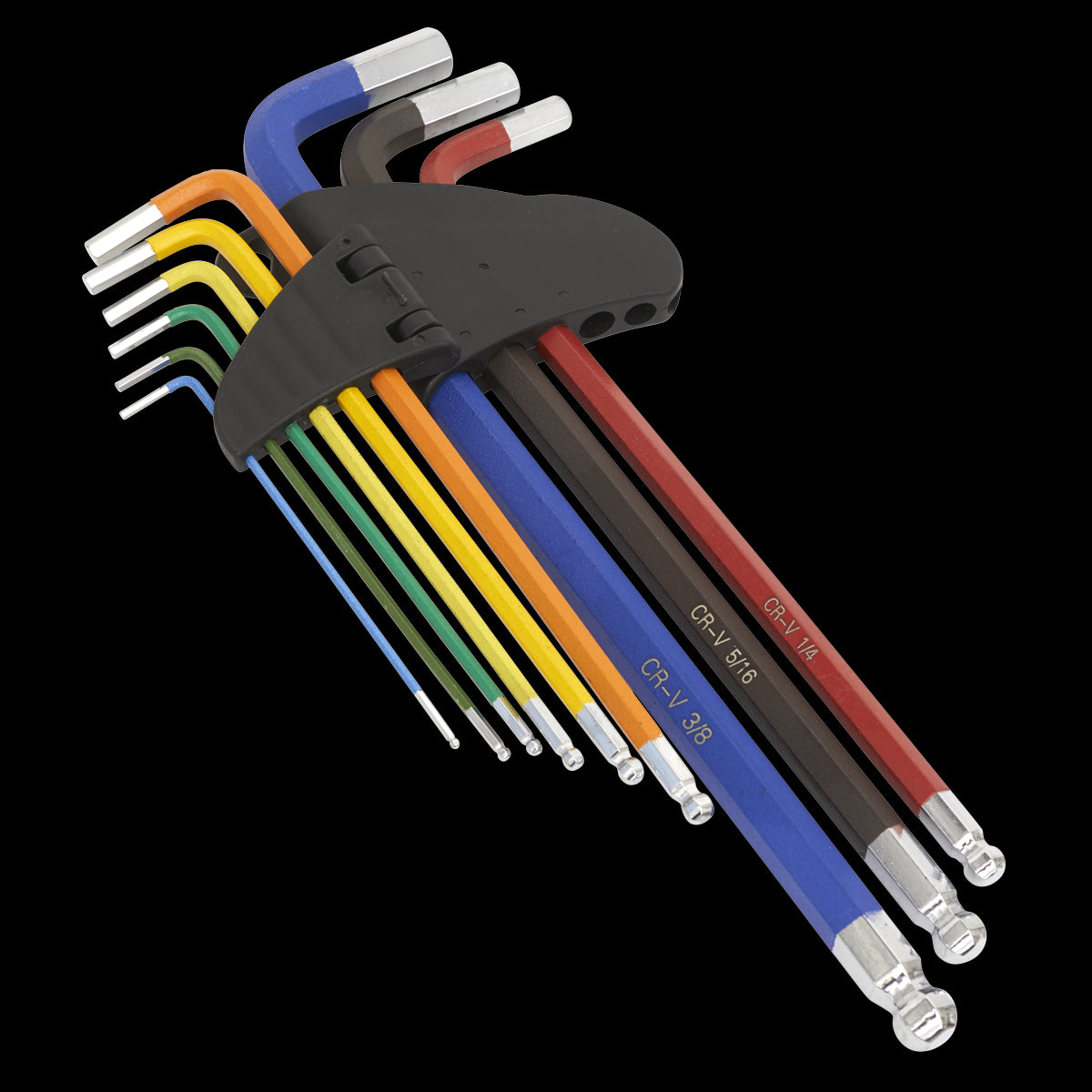 Sealey Ball-End Hex Key Set Extra-Long 9pc Colour-Coded Imperial AK7198