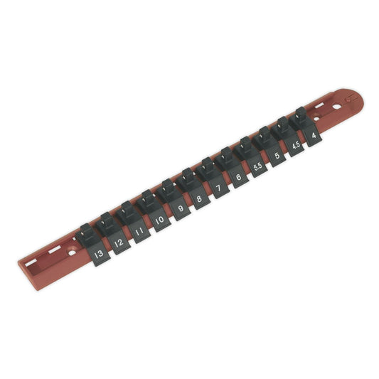 Sealey Socket Retaining Rail with 12 Clips 1/4"Sq Drive AK1412