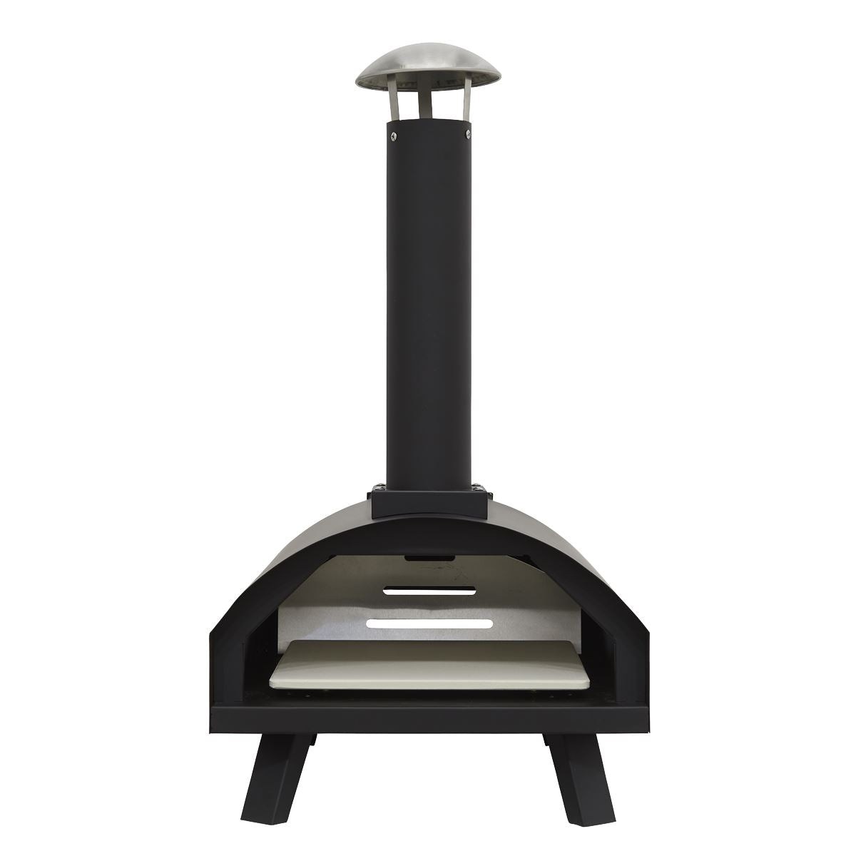 Dellonda Portable Wood-Fired 14" Pizza & Smoking Oven - Black/Stainless Steel DG10