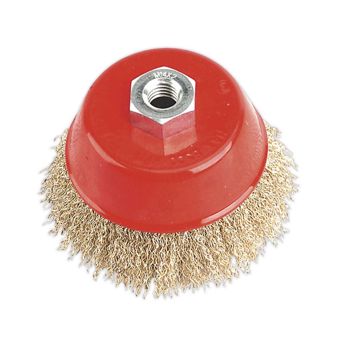 Sealey Brassed Steel Cup Brush 100mm M14 x 2mm CBC100