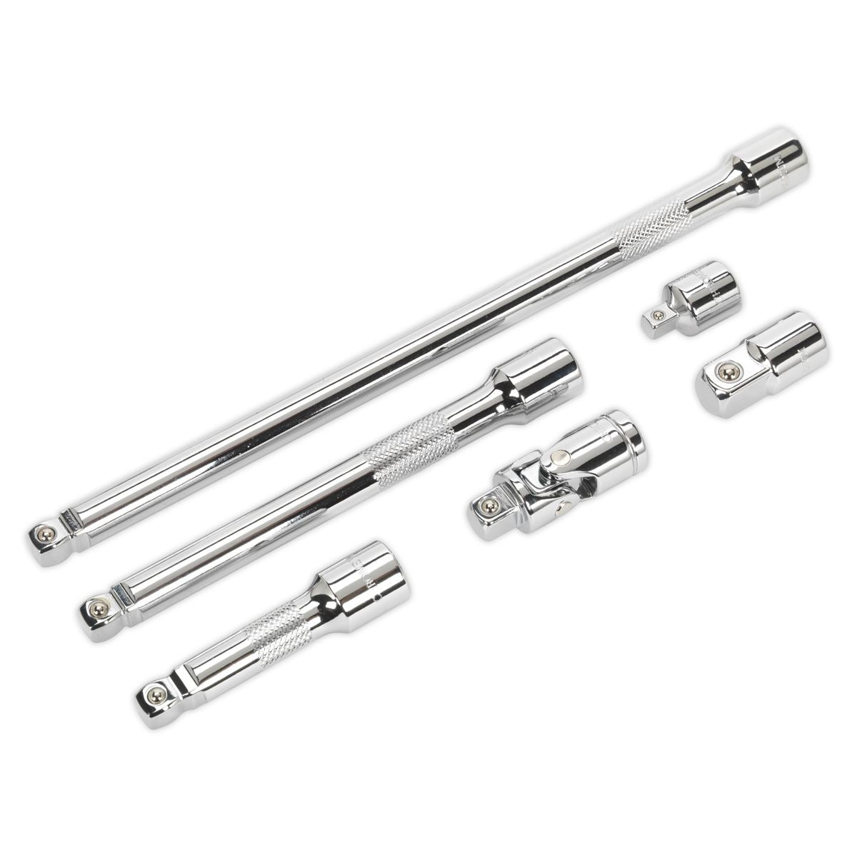 Sealey Wobble/Rigid Extension Bar, Adaptor & UJ Set 6pc 3/8"Sq Dr AK7690
