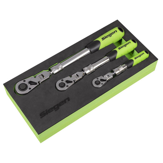 Sealey Siegen Extendable Flexi-Head Ratchet Wrench Set 3pc S01297