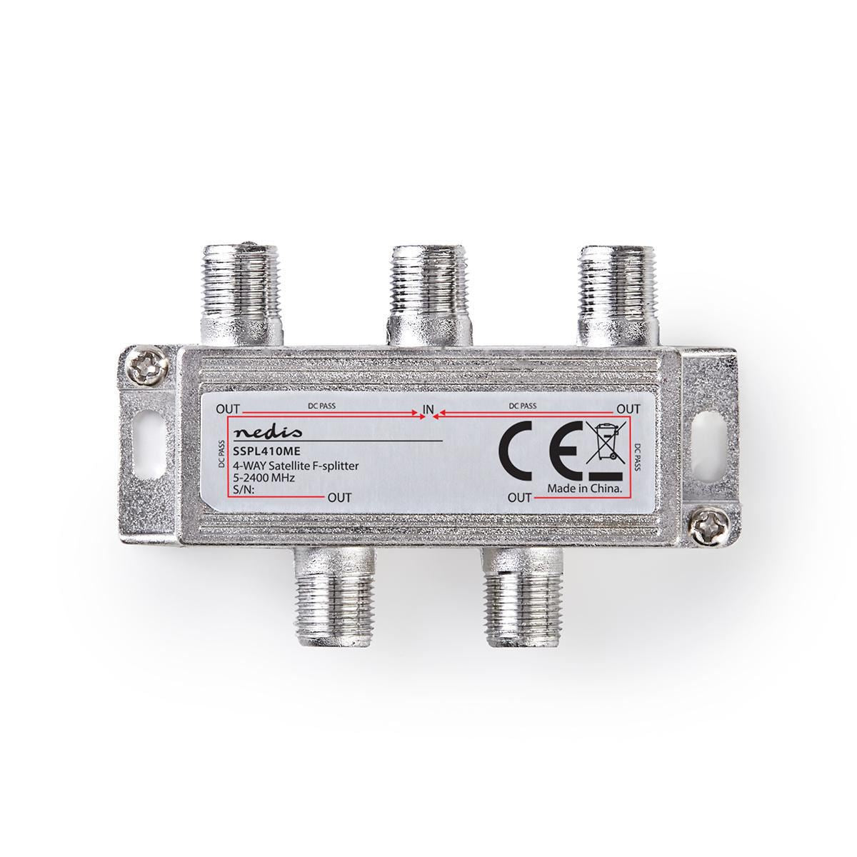 Nedis Satellite F-Splitter Max 11.5 dB gain 5 to 2400 MHz 4 Outputs - SSPL410ME