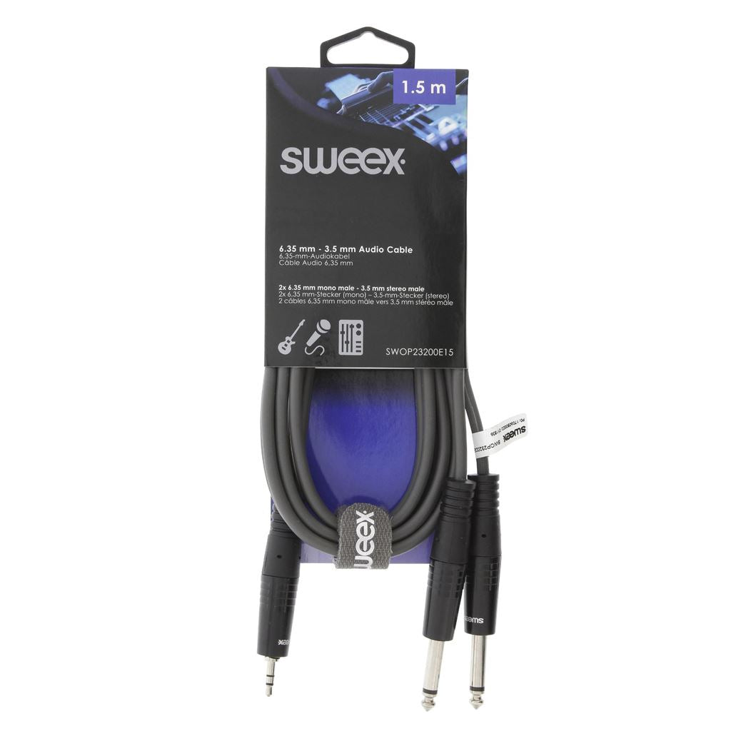 Sweex Stereo Audio Cable 2x 6.35mm Male to 3.5mm Male 1.5m Dark Grey - COTH23200GY15