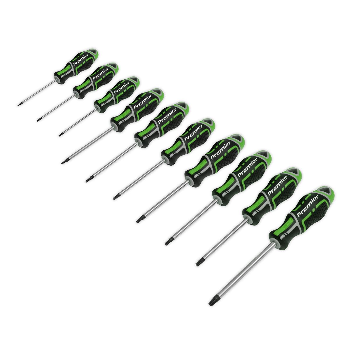 Sealey Screwdriver Set 10pc TRX-Star* GripMAX Hi-Vis Green AK4324HV
