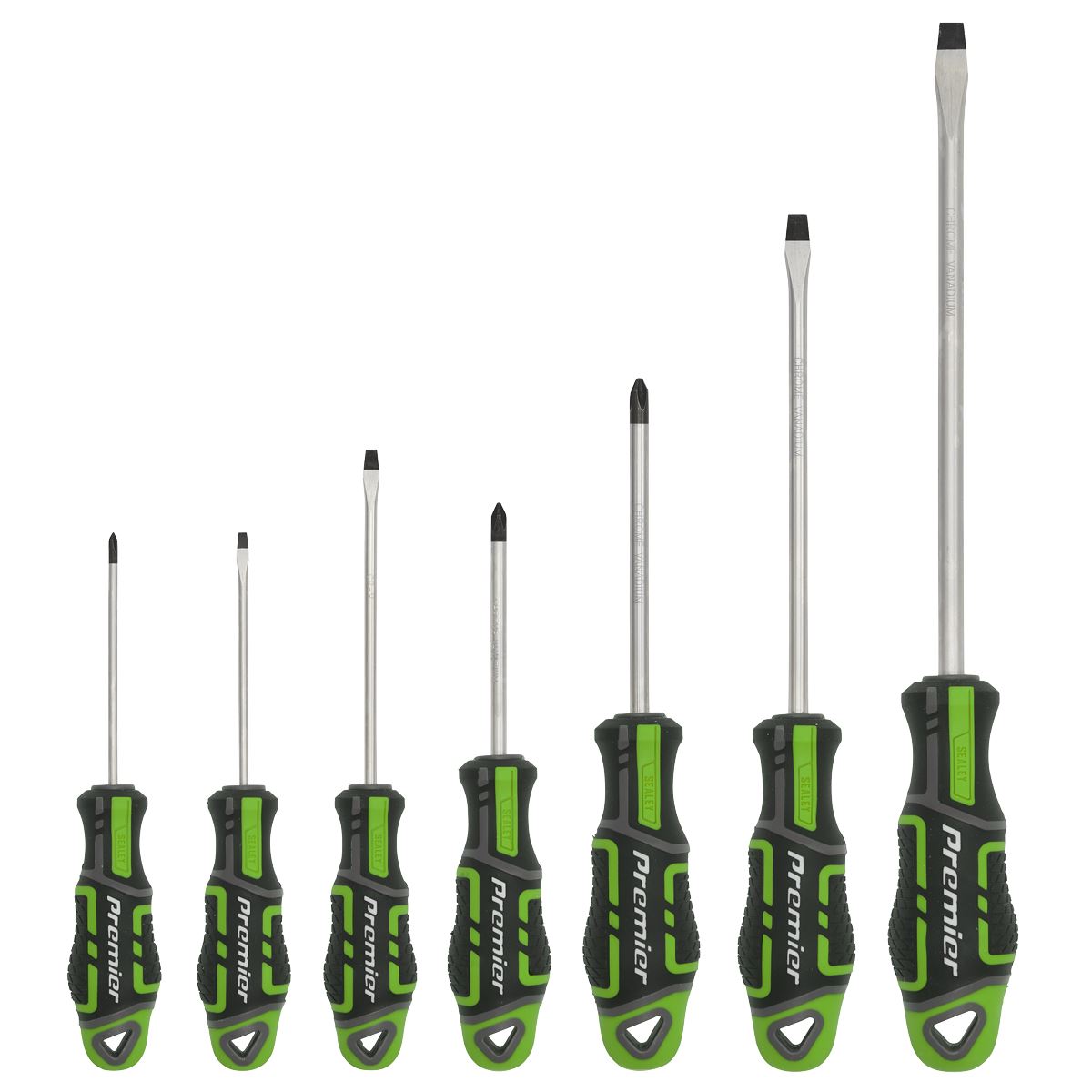 Sealey Screwdriver Set 7pc GripMAX Hi-Vis Green AK4321HV
