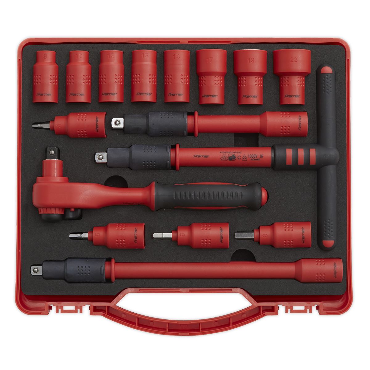 Sealey Insulated Socket Set 16pc 3/8"Sq Dr 6pt WallDrive VDE App. AK7940