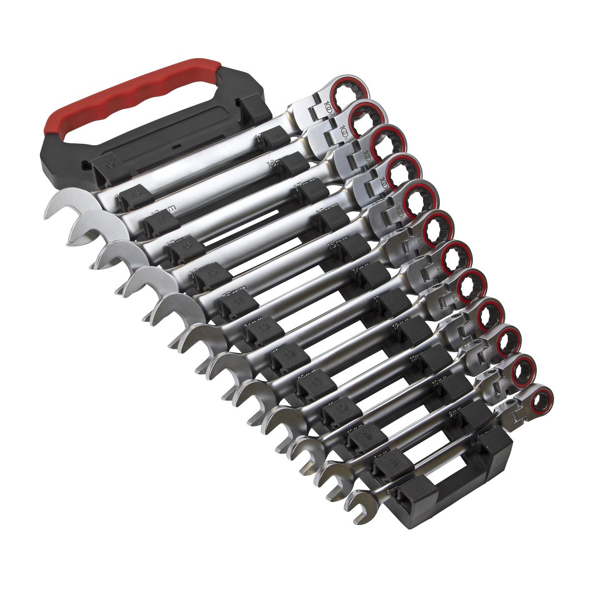 Sealey Flexi-Head Ratchet Comb. Spanner Set 12pc Platinum Series AK63942