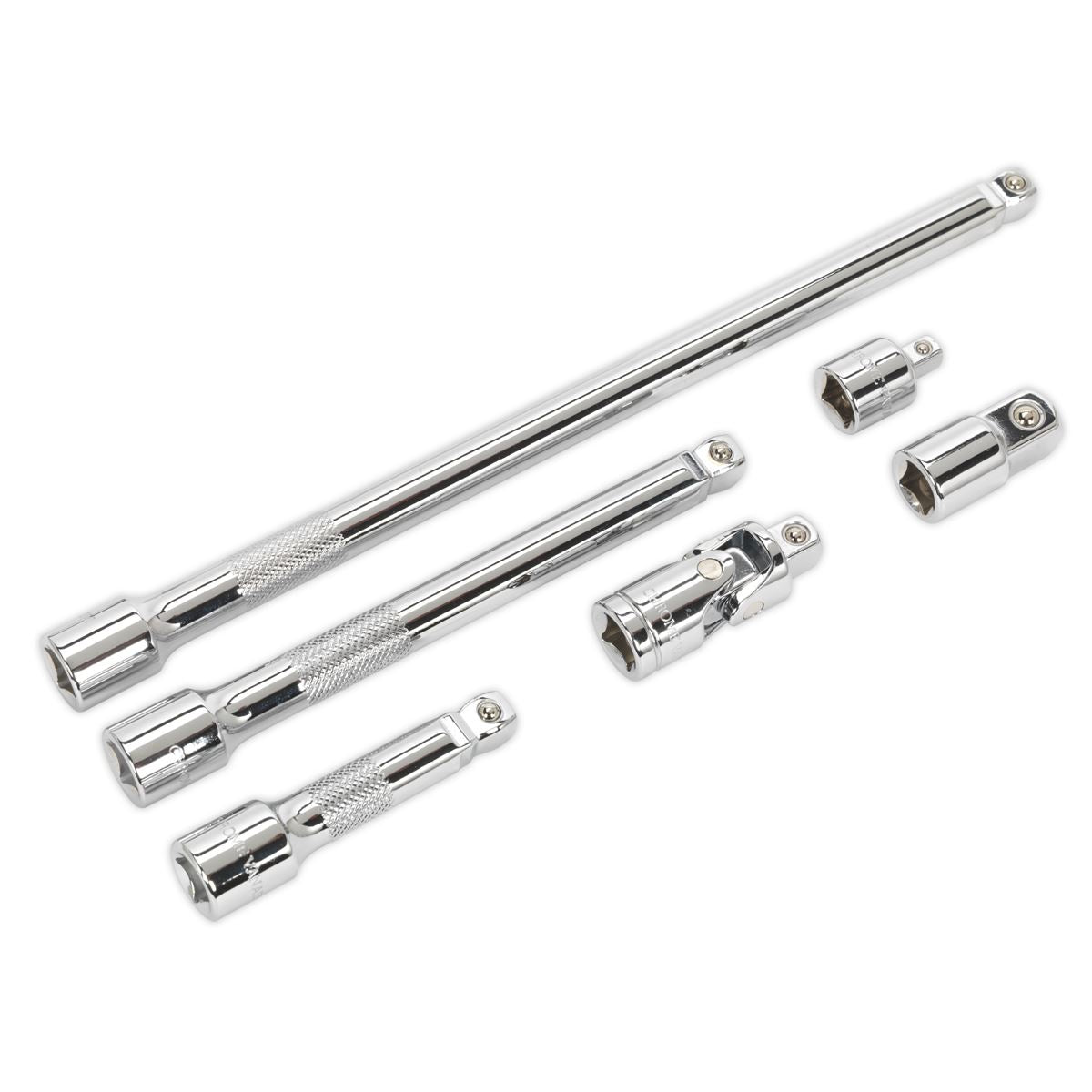 Sealey Wobble/Rigid Extension Bar, Adaptor & UJ Set 6pc 3/8"Sq Dr AK7690