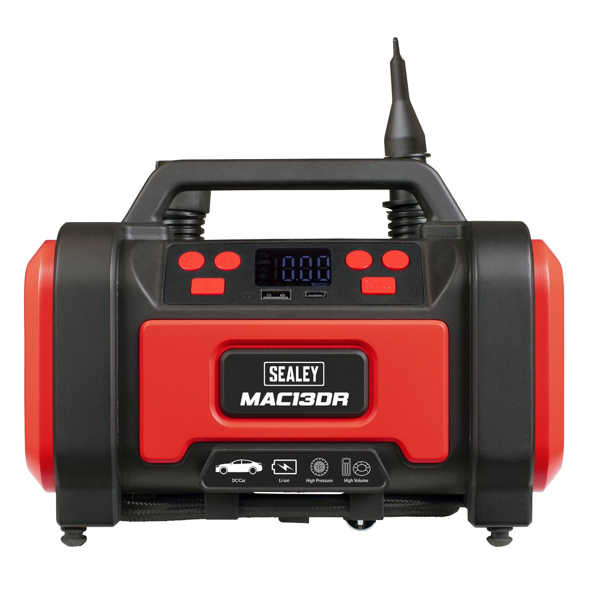 Sealey Rechargeable Tyre Inflator & High Volume Air Pump 12V MAC13DR