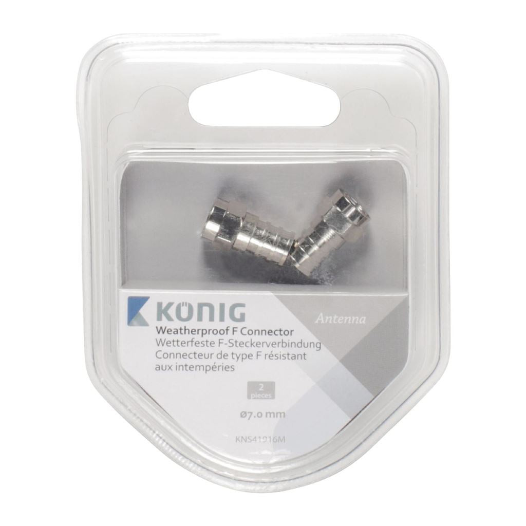 Konig Weatherproof F connector male 7.00mm (2 Pieces) metal