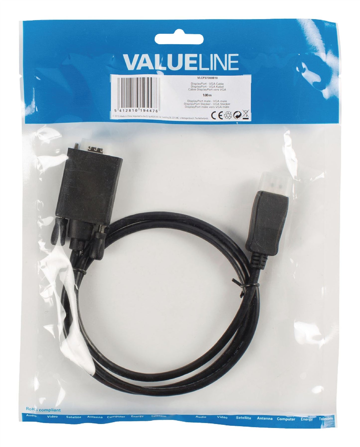 Glaxio DisplayPort to VGA cable (DisplayPort male to VGA male) 1m black