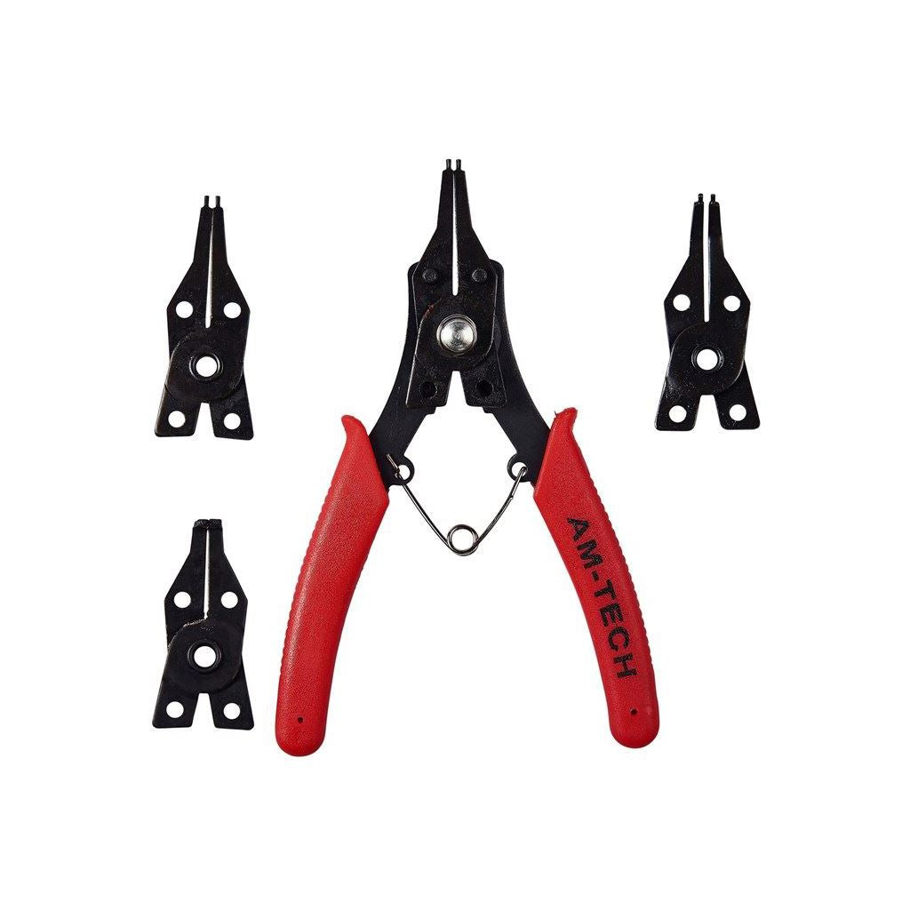 Amtech 4-In-1 Snap Ring Circlip Plier Set Internal External+Spring Loaded Handle - B1500
