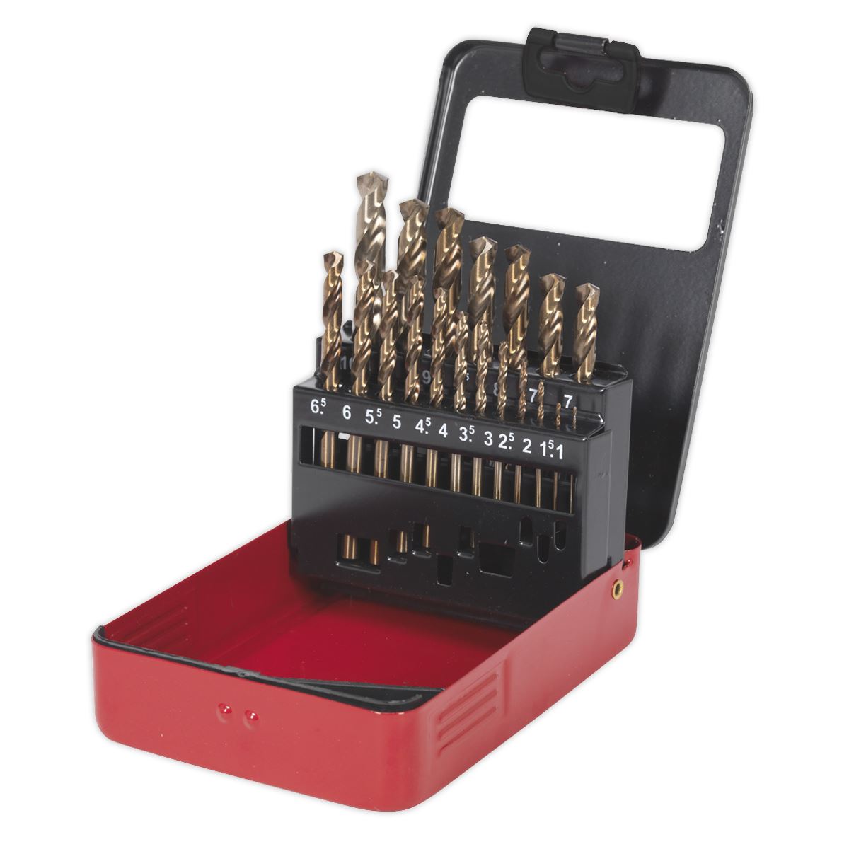 Sealey HSS Cobalt Split Point Fully Ground Drill Bit Set 19pc MM AK4701