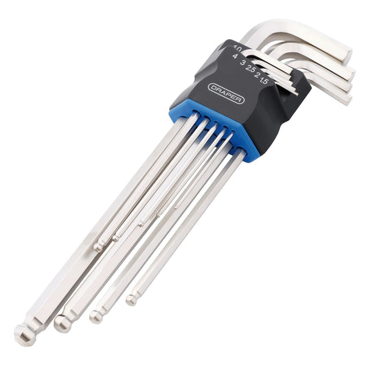 Draper Metric Extra Long Arm Ball End Hex Key Set (9 Piece)
