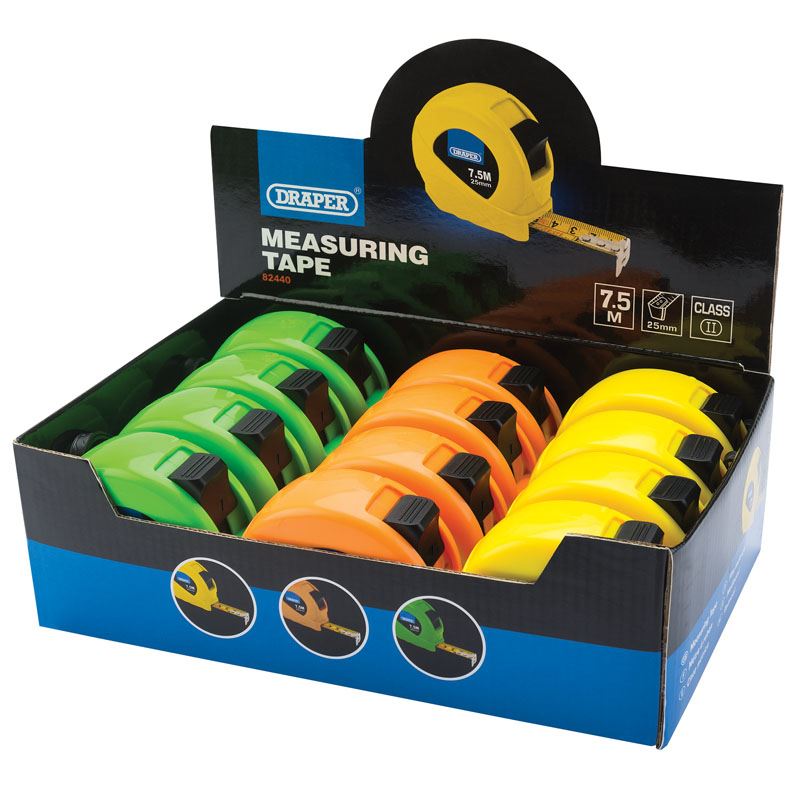 Draper Measuring Tapes (7.5m/25ft) HVMT/DBOX12 - 82440