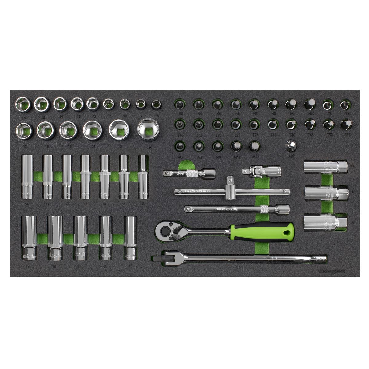 Sealey Siegen Tool Tray with Socket Set 62pc 3/8"Sq Drive Metric S01270