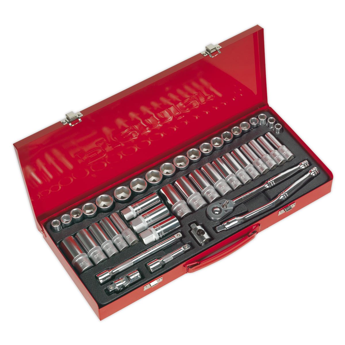 Sealey Topchest & Rollcab Combo 15 Drawer - Red & 147pc Tool Kit APCOMBOBBTK57