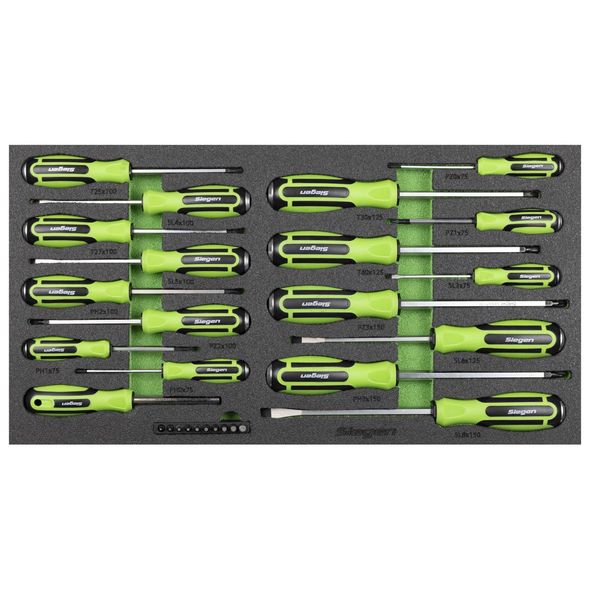 Sealey Siegen Hammer-Thru Screwdriver, Bit Driver & Bit Set with Tool Tray 28pc