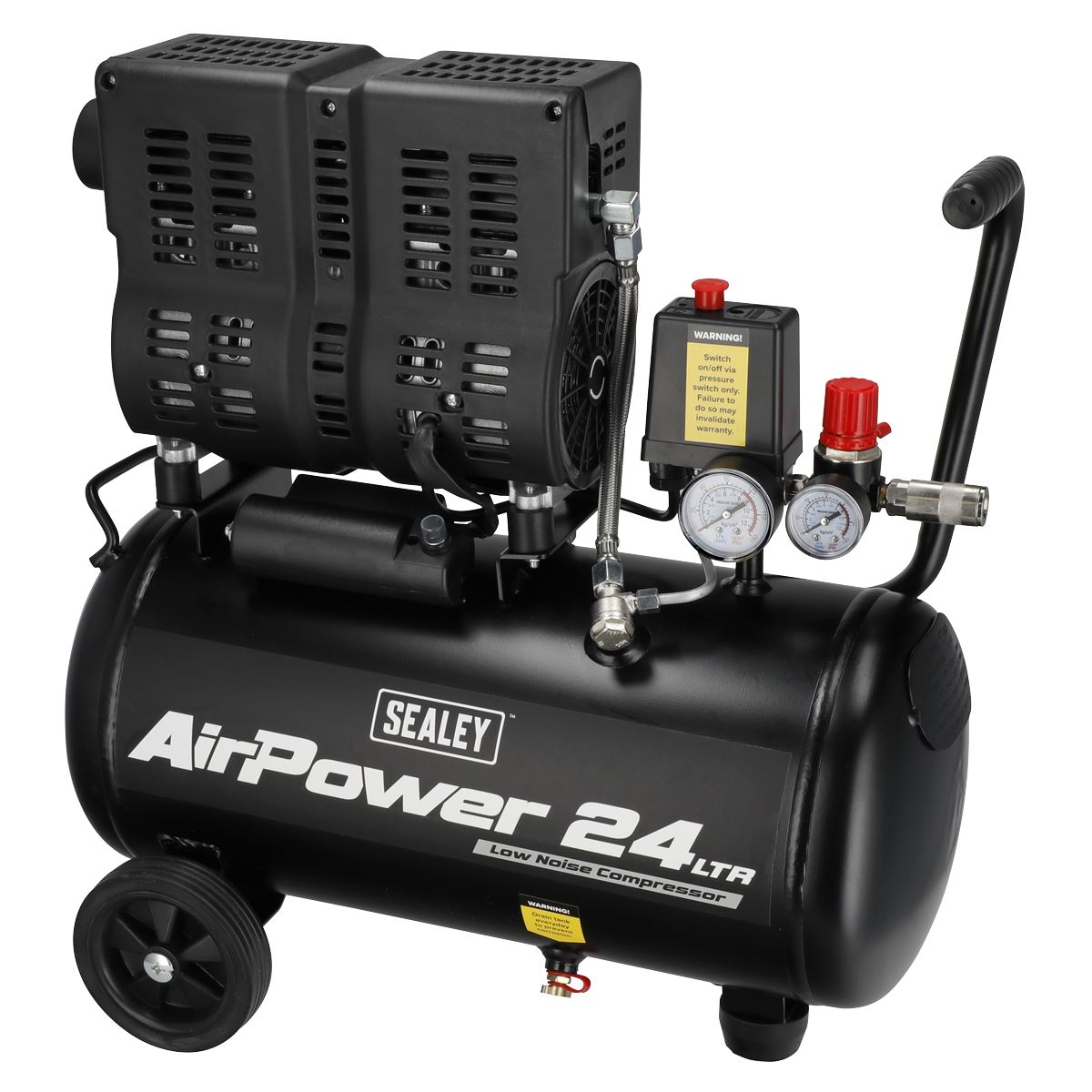 Sealey 24L Low Noise Oil Free Direct Drive Air Compressor 1hp SAC2400S