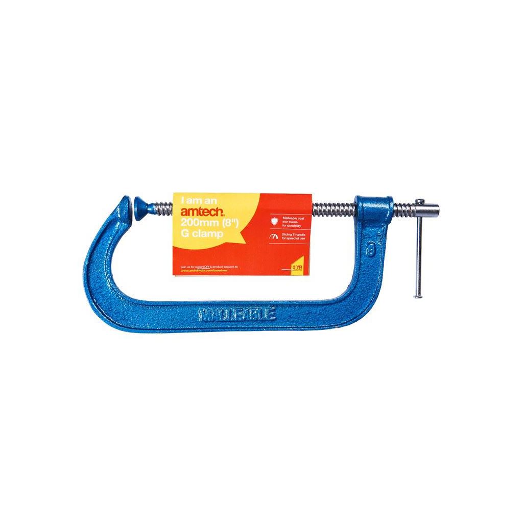 8" G Clamp Malleable Iron General Purpose Woodworking Diy Steel Spindle Handle - D0500