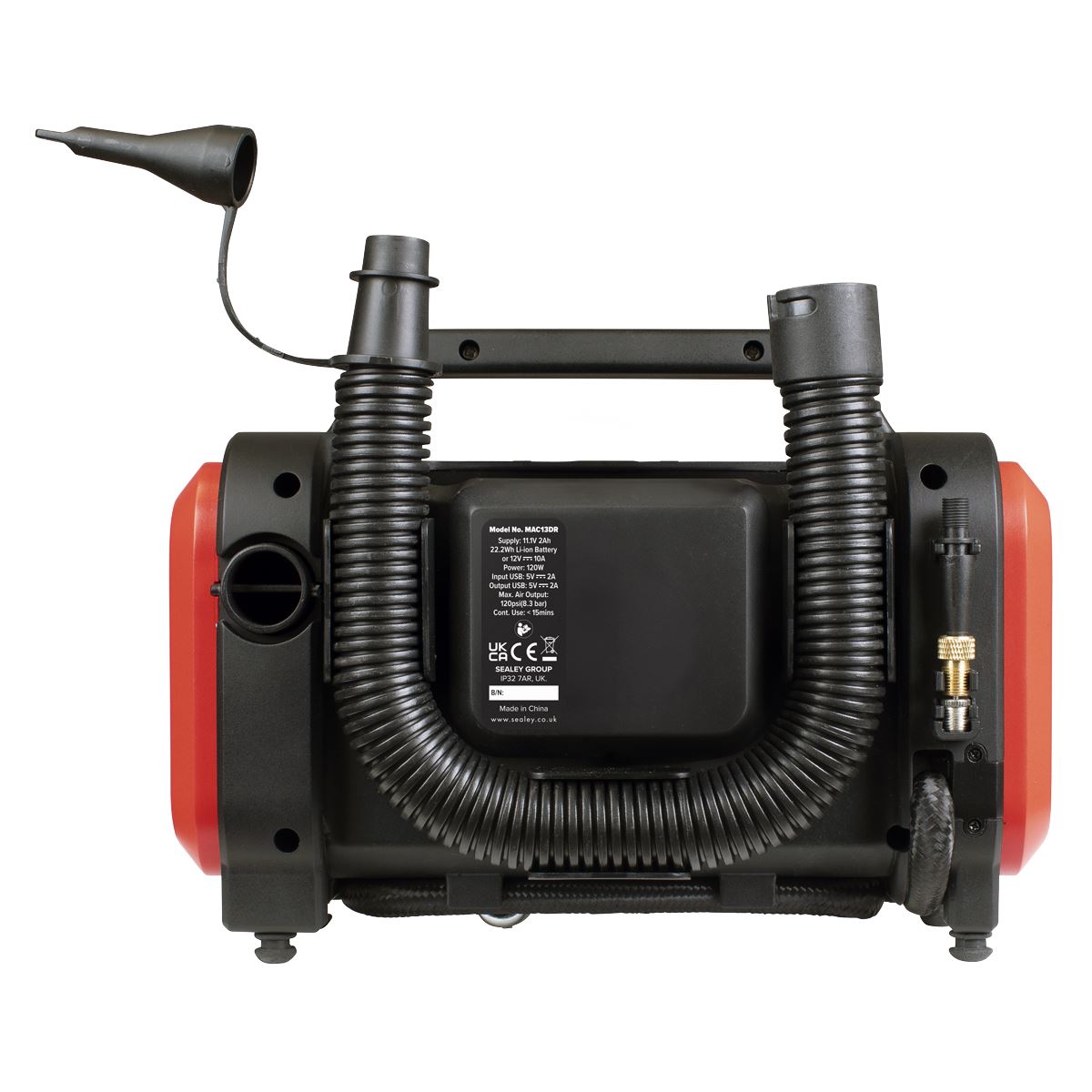 Sealey Rechargeable Tyre Inflator & High Volume Air Pump 12V MAC13DR