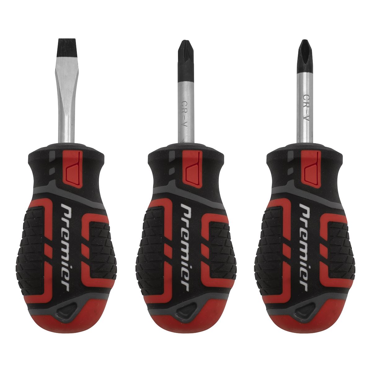 Sealey Screwdriver Set 3pc GripMAX Stubby AK4328