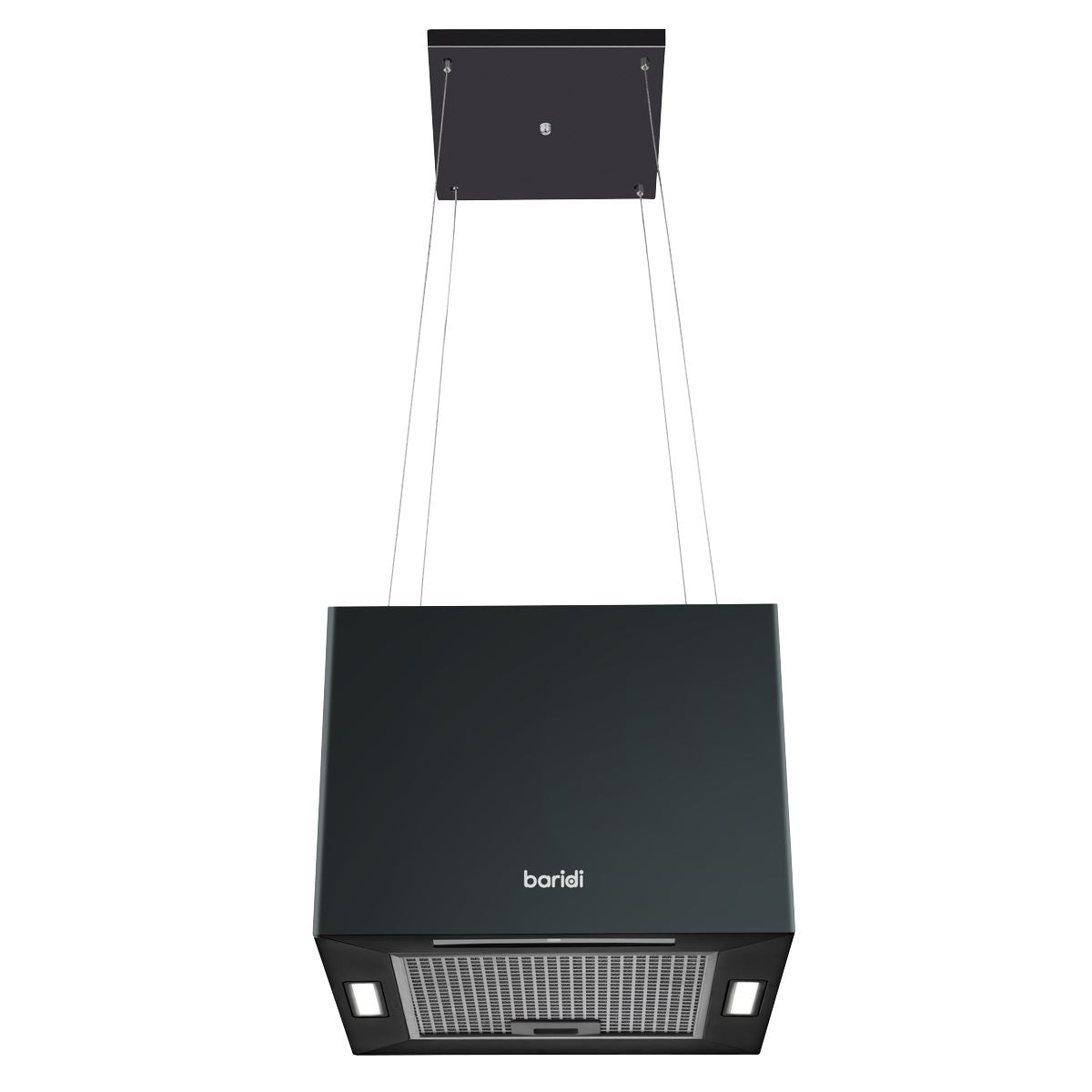 Baridi Square Island Cooker Hood 40cm - Black DH109