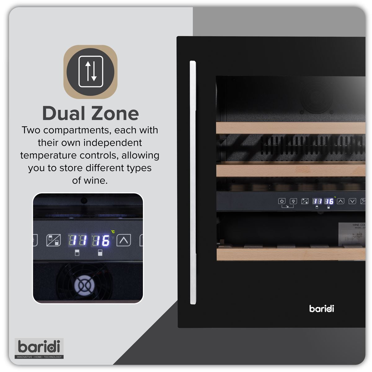 Baridi 36 Bottle Wine Fridge & Cooler 60cm DH117