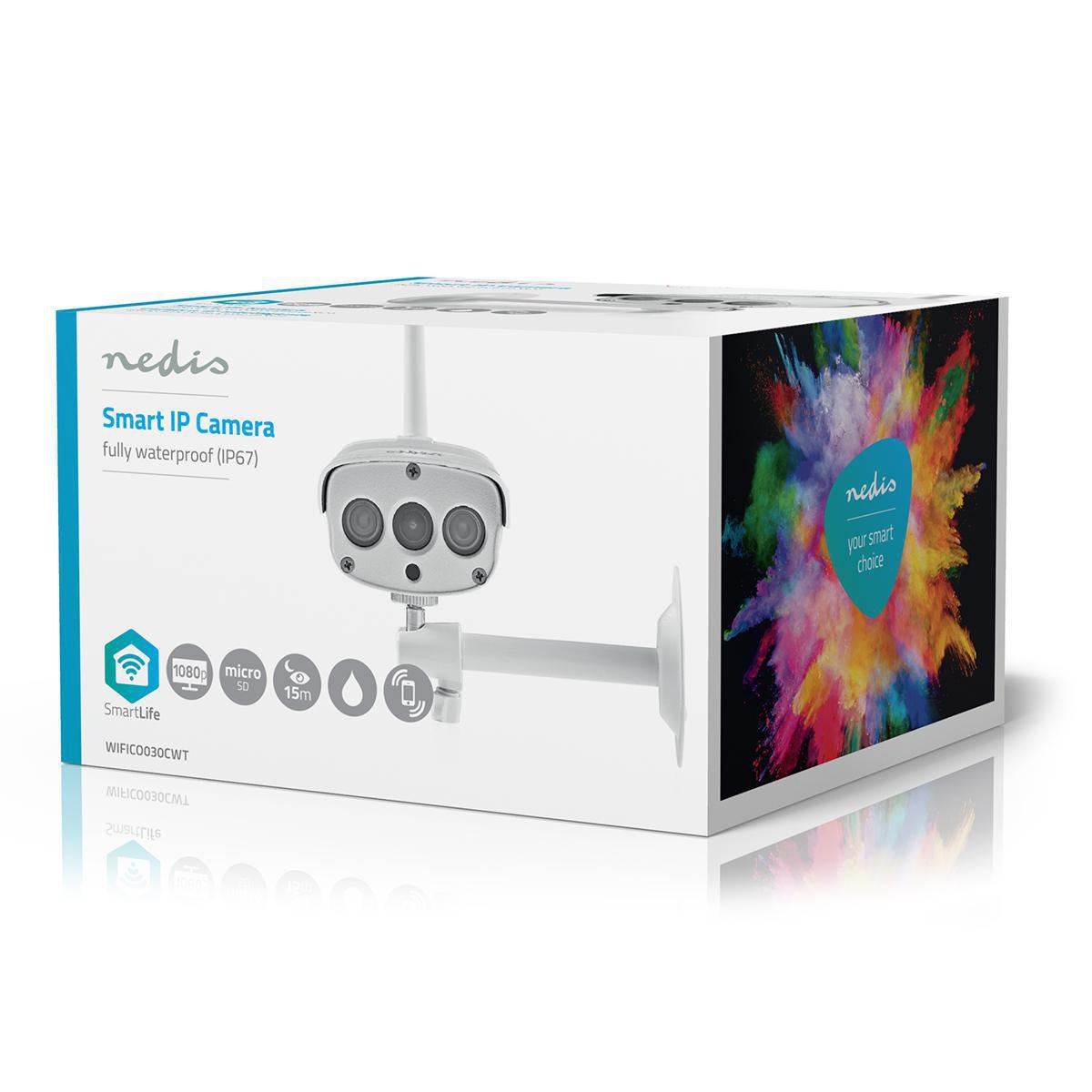 Nedis SmartLife Outdoor Camera Wi-Fi 1080p IP67 Cloud/microSD Night Vision White