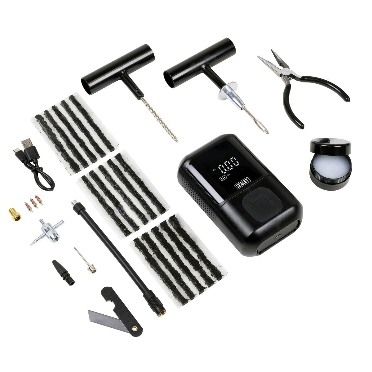 Sealey Temporary Puncture Repair Kit & Rechargeable Tyre Inflator MAC24