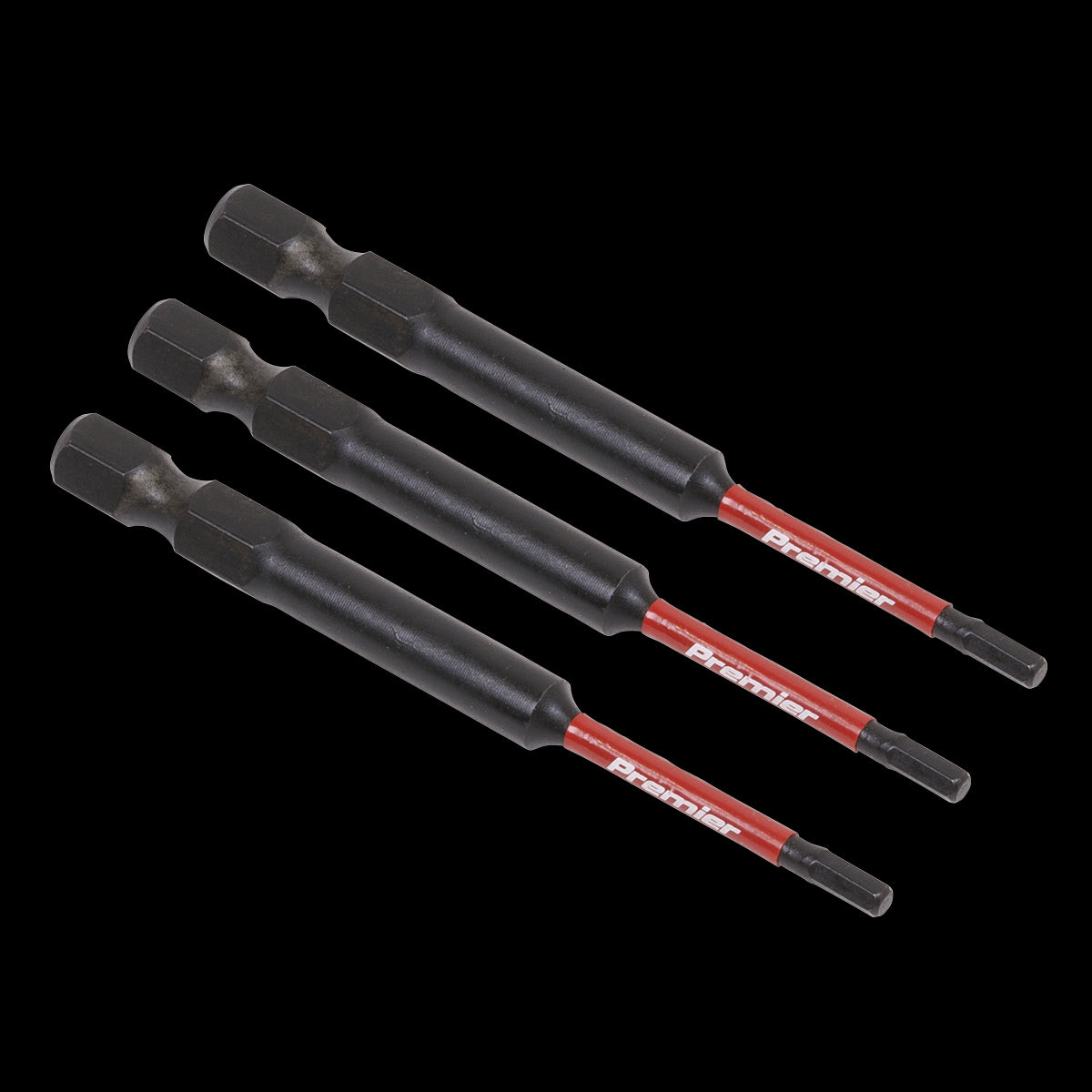 Sealey Premier Hex 2.5mm Impact Power Tool Bits 75mm - 3pc AK8260