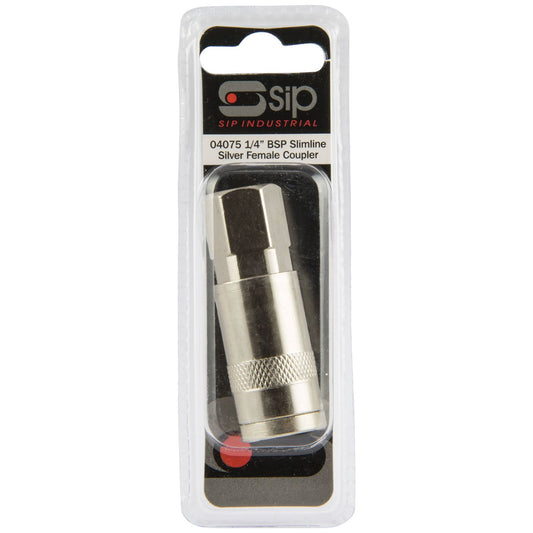 SIP Industrial 1/4" Slimline Silver Female Coupler
