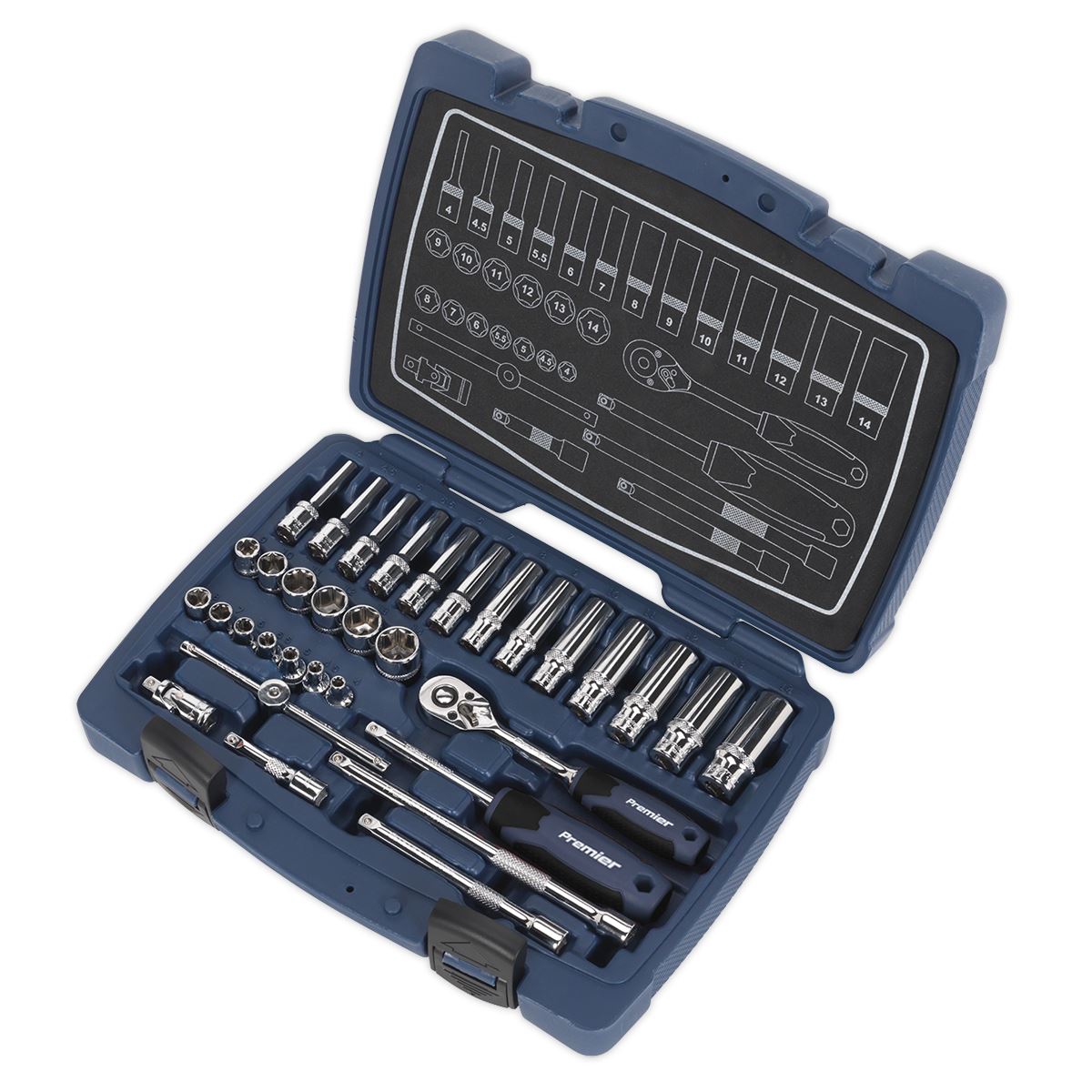 Sealey Socket Set 33pc 1/4"Sq Drive 6pt WallDrive Metric AK8990