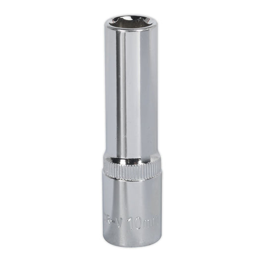 Sealey WallDrive Socket 10mm Deep 3/8"Sq Drive Fully Polished SP3810D