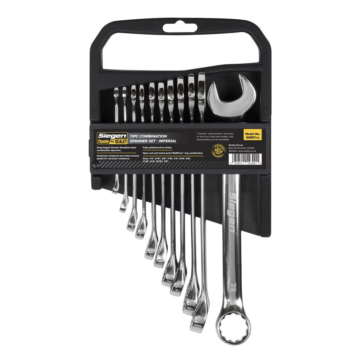 Sealey Combination Spanner Set 11pc Imperial S0857