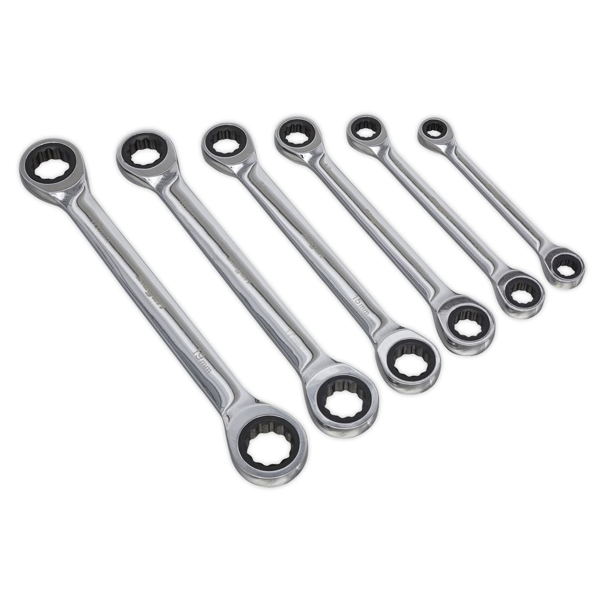 Sealey Double End Ratchet Ring Spanner Set 6pc Metric S0636
