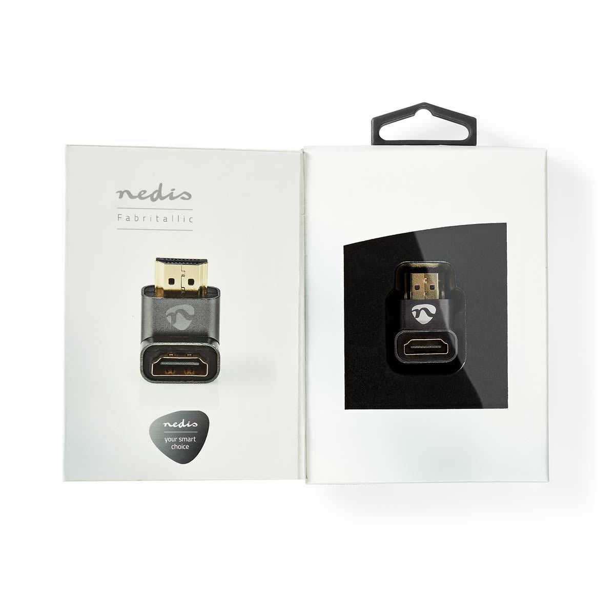 Nedis 90° HDMI Female to HDMI Male 90 Degree Coupler Gold Plated Gunmetal Grey - CVTB34901GY