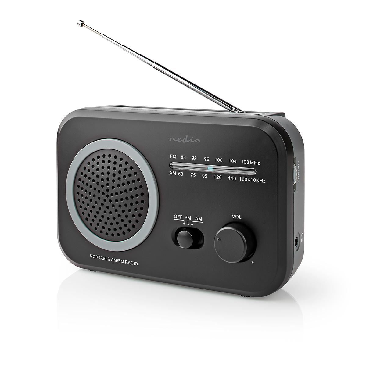 Nedis FM Radio Portable AM/FM Battery Powered/Mains Powered Analogue 1.8W - RDFM1330GY