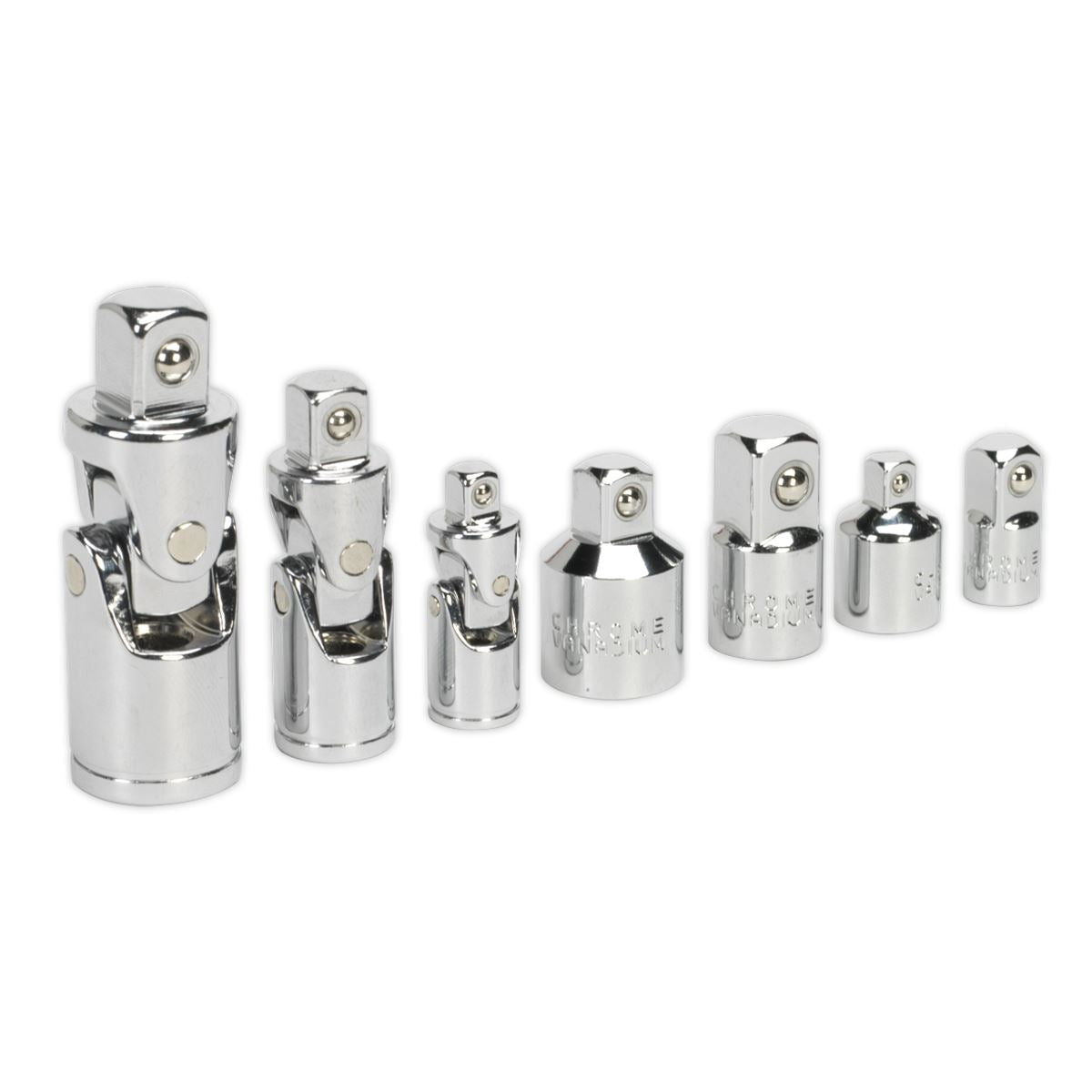 Sealey Universal Joint & Socket Adaptor Set 7pc 1/4,3/8 & 1/2"Sq Dr AK2737