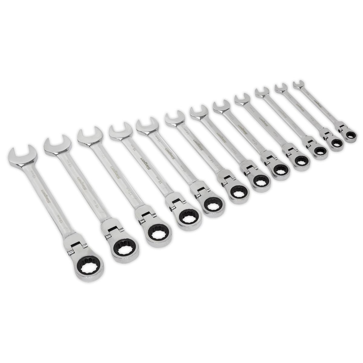 Sealey Flexible Head Ratchet Combination Spanner Set 12pc Metric S0635