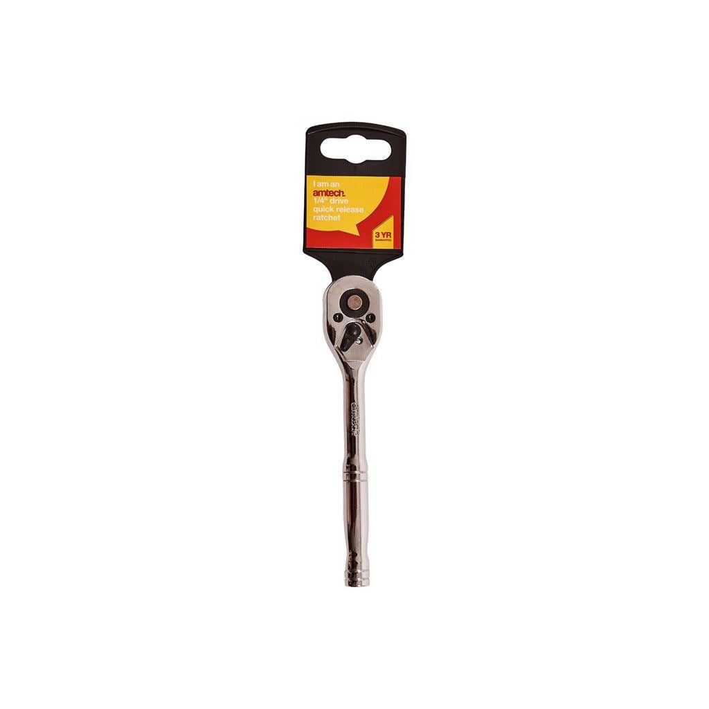 Amtech Professional 1/4" Drive Socket Ratchet Spanner+Push Button - I3550