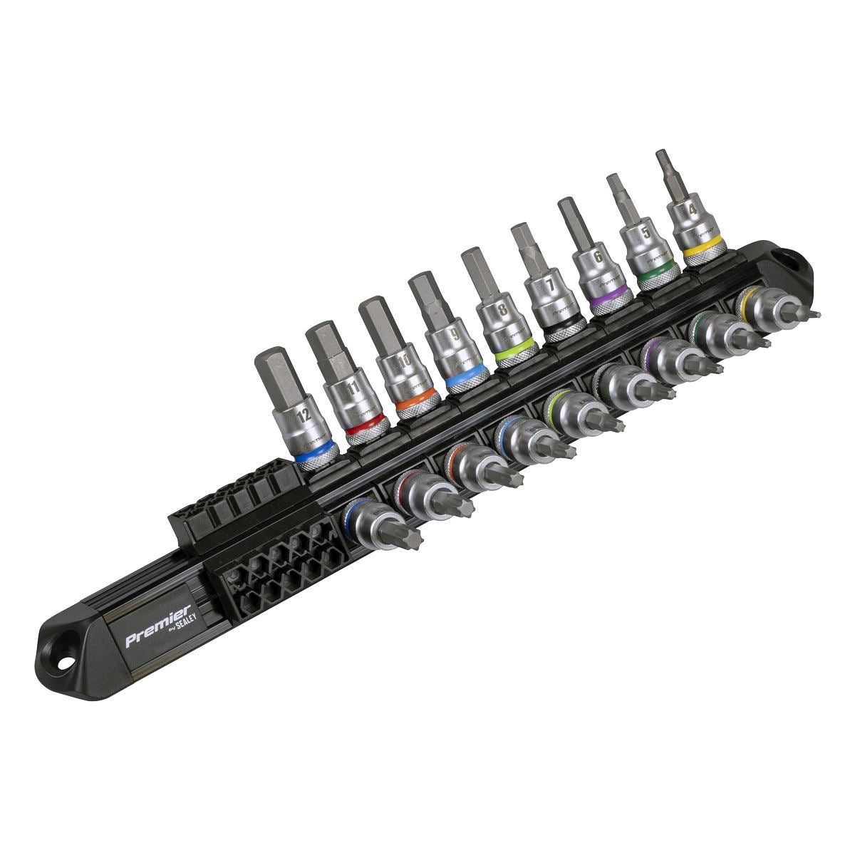 Sealey Premier Platinum Series Hex & TRX-Star Socket Bit Set 3/8"Sq Drive 18pc