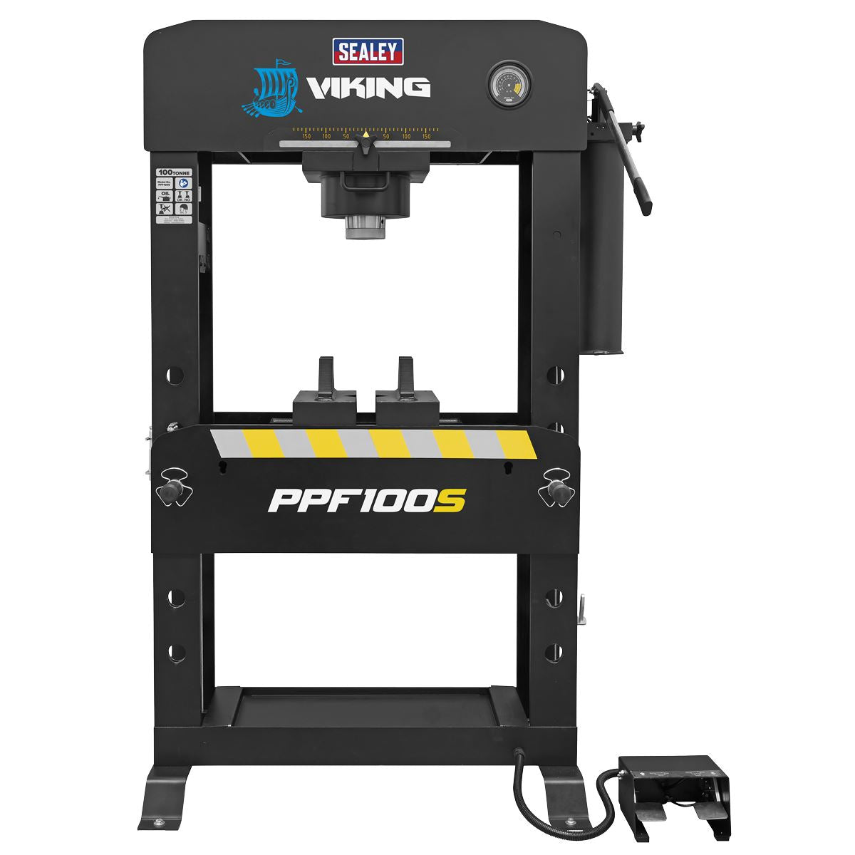Sealey Viking Air/Hydraulic Press 100 Tonne Floor Type with Sliding Ram and Foot Pedal PPF100S