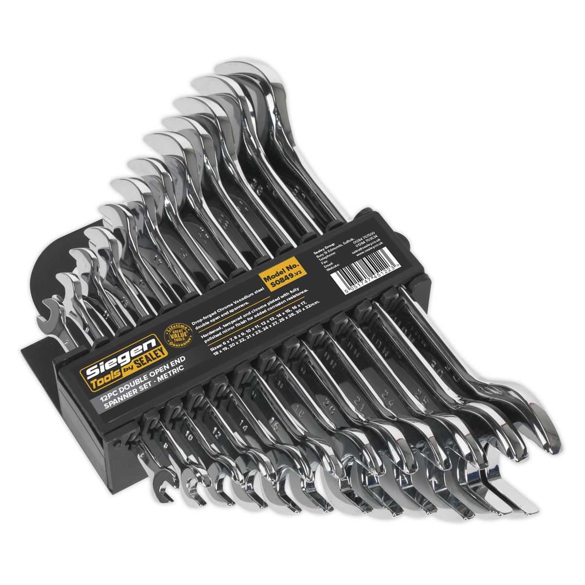 Sealey Double Open-End Spanner Set 12pc Metric S0849