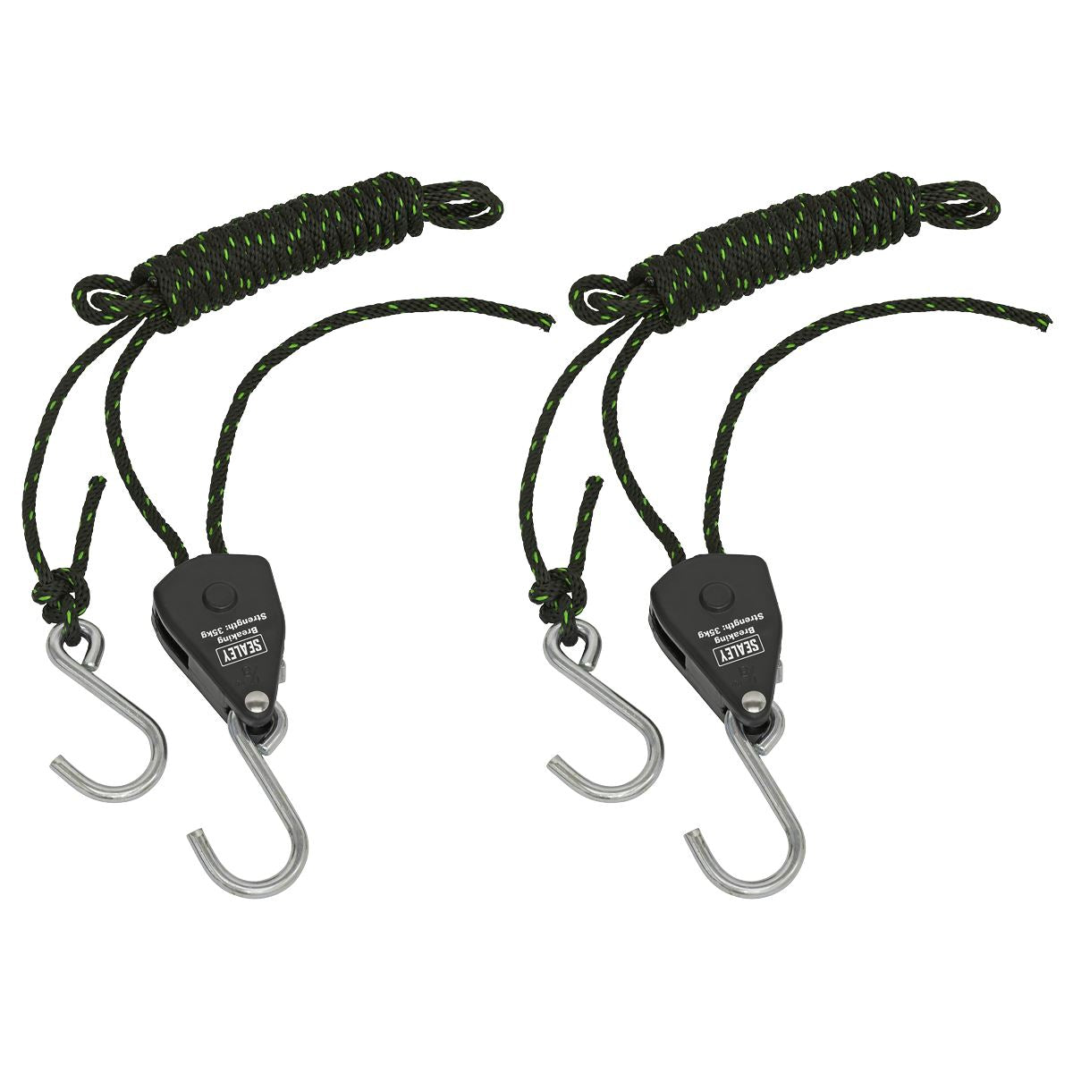 Sealey Ratchet Parts Hanger/Tie Down 2m with S-Shaped Hooks - Pack of 2 VS0118
