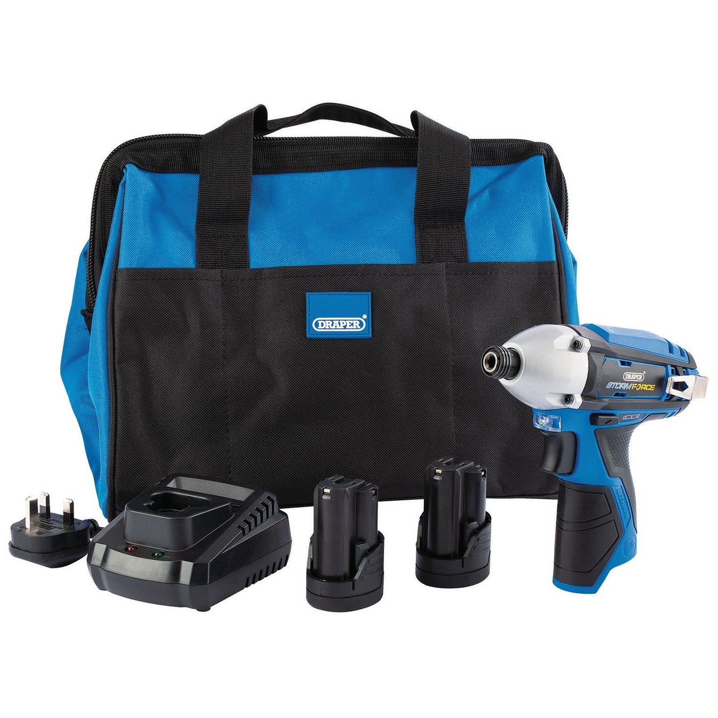 Draper 10.8V Power Impact Driver Kit +2 x 1.5Ah Batteries Charger + Bag - 99724