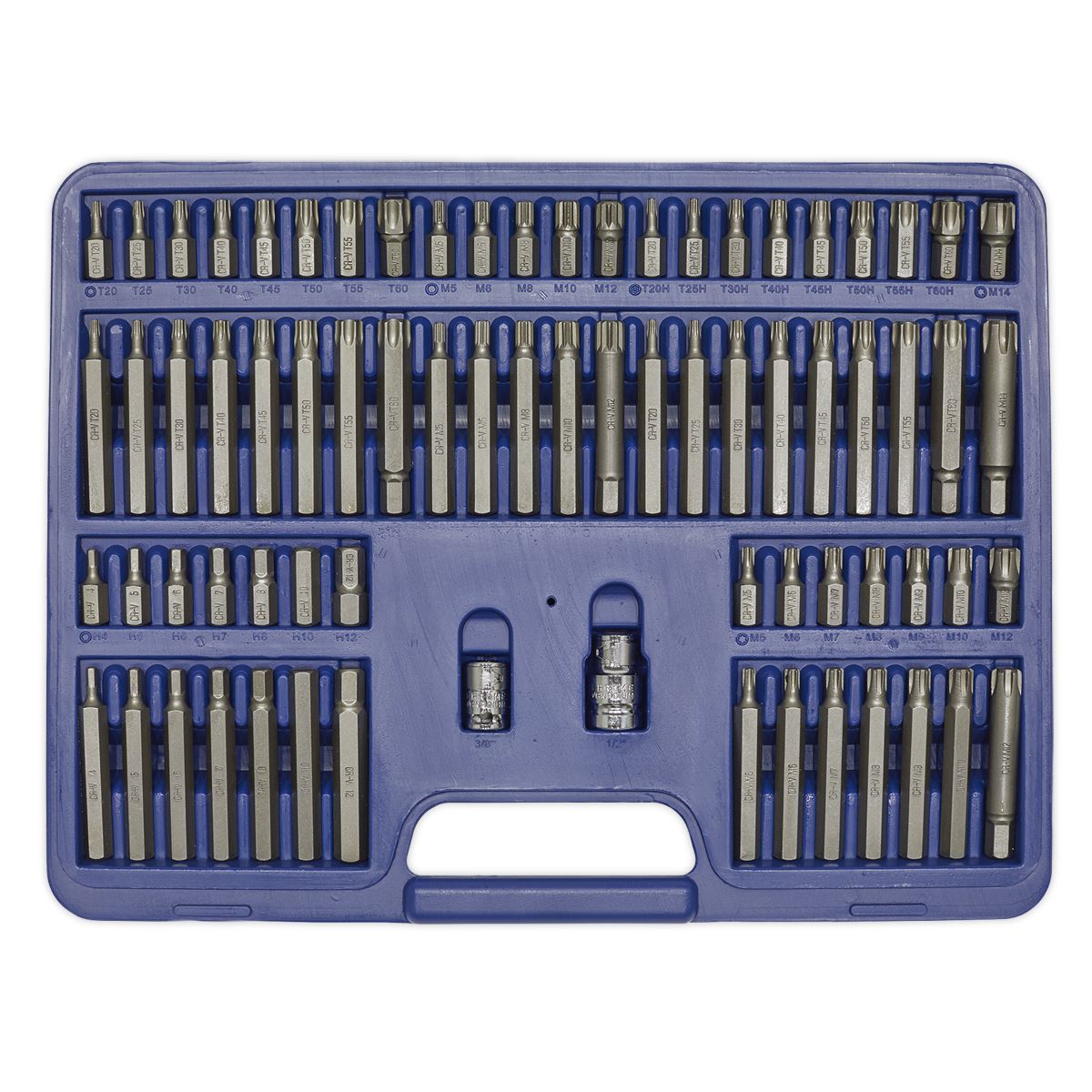 Sealey TRX-Star/Sec TRX-Star/Hex/Ribe/Spline Bit Set 74pc 1/2&3/8" AK21974
